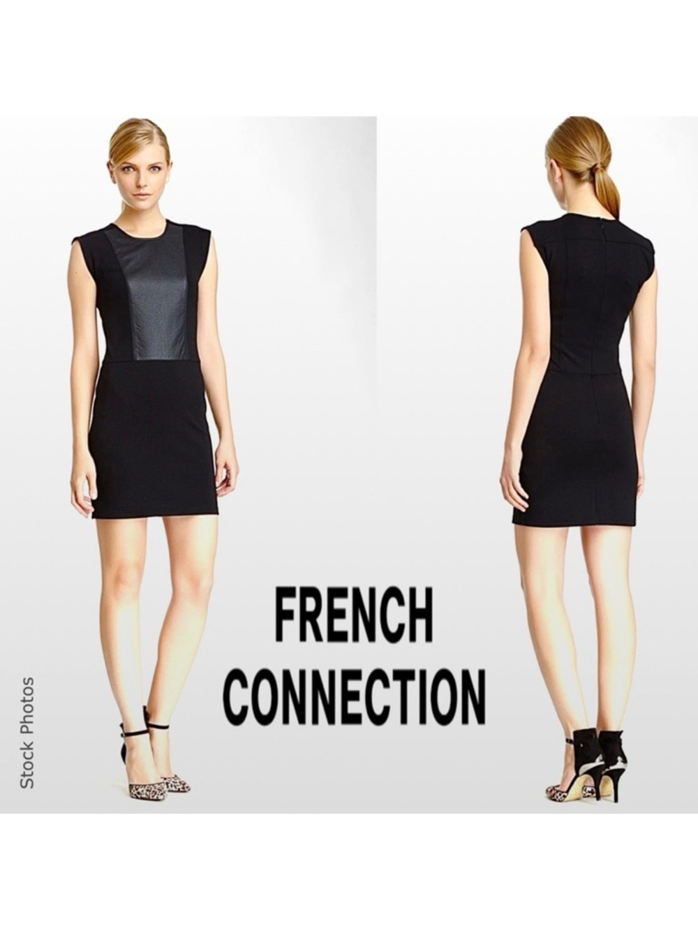 French Connection Black Faux Leather Panel Mini Dress (2)